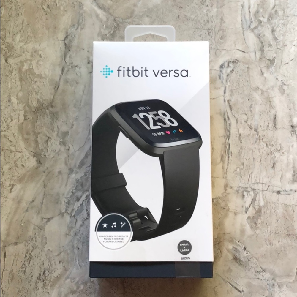 Fitbit Versa Black small and large bands New